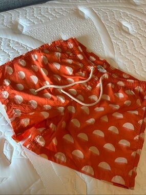 Orange Half-Moon Print Swim Shorts
